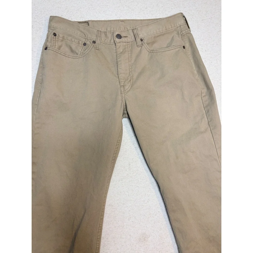 Levis 514 Straight Fit Pants Mens 34x32 Tan Khaki Cotton Twill Trousers 514-1111